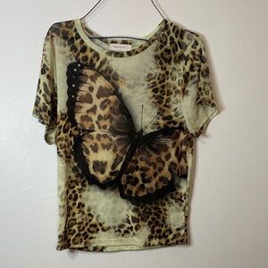 Animal Print Camisole with Butterfly Design